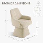 Swivel Dining Chairs Set of 4, Mid Century Modern Chairs Fabric Upholstered Armchair with Armrest & Ergonomic Backrest for Dining Room, Kitchen, Bedroom, Living Room, Sand, 4 Boxs