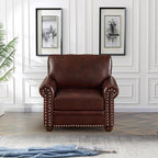 2 Piece Faux Leather Sofa Set,Modern Chair and Couch Sets with Storage,Mid Century Couch with Rivet Rolled Arm,Comfy Deep Seat Sofa,Furniture for Living Room,Office(Armchair+3 Seater,Burgundy)
