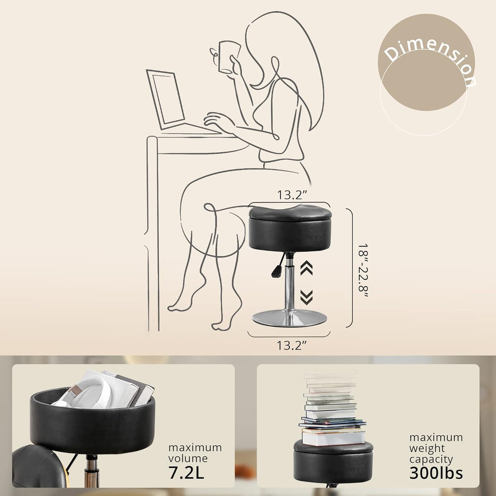 LUE BONA 360°Swivel Vanity Stool Chair for Makeup Room, Height Adjustable Sto...