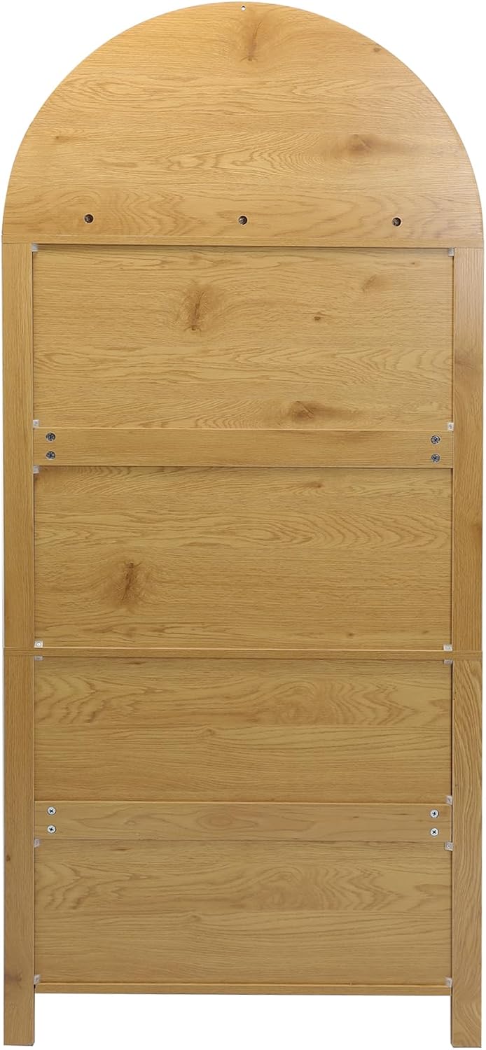 71" Tall Arched Kitchen Pantry with Drawer,Glass Door,Door Racks, Fluted...