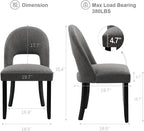 Upholstered Dining Chairs Set of 8, Mid Century Modern Dining Kitchen Chairs with Solid Wood Legs & Fabric Backret for Kitchen and Dining Rome, Grey
