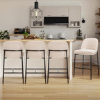 COLAMY Counter Height Bar Stools Set of 4, 25 Inch Modern Fabric Kitchen Island Stools with Back, Upholstered Counter Barstools Armless Bar Chairs with Metal Legs for Island Dining Room Bar, Beige
