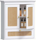 Spirich Bathroom Wall Cabinet Over Toilet, Modern Rattan Medicine Cabinet with Adjustable Shelf, Space-Saving Wall Mount Storage