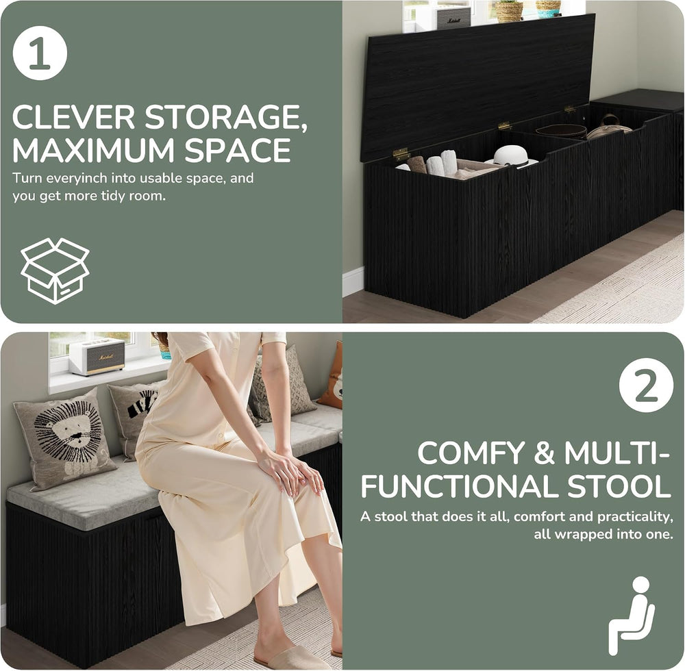 Bobve L-Shape Storage Bench with Cushion, Backless Corner Dining Bench, Kitch...