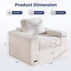 MAXYOYO Bean Bag Chair with Pillows, Floor Sofa with Armrests and Support, Plush Foam Filled Lounge Chair for Adults, Cozy Bean Bag Couch for Living Room, Bedroom, Apartment, Beige