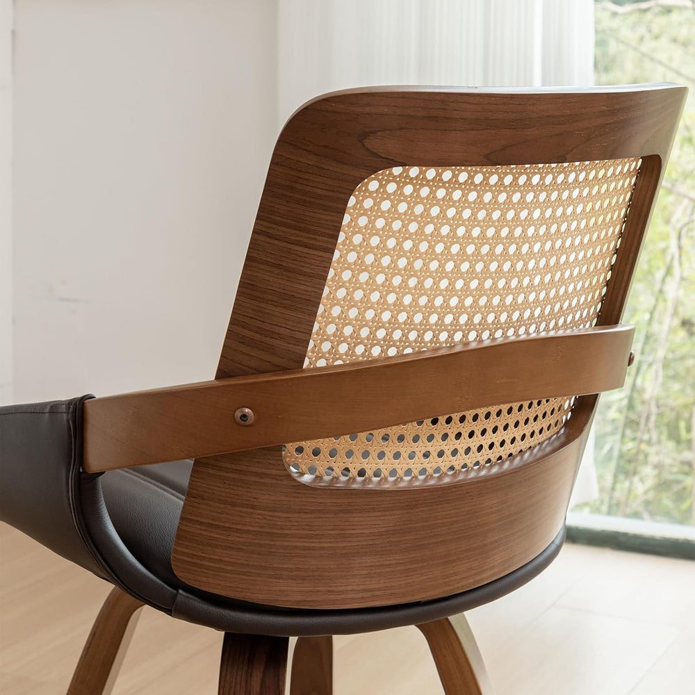 Set of 1 Swivel Rattan Dining Chair - Mid Century Modern Dining Chair with Be...