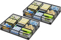 Marbrasse 2Pack Desk Drawer Organizer, Metal Mesh Drawer Organizer Tray with 5 Adjustable Compartments,Desk Organizers and Accessories for Home,Office,Kitchen,Makeup,Vanity (Black)