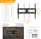 5Rcom Universal Swivel TV Stand for 27-60 inch Curved/Flat Screen TVs, Table Top TV Base Replacement Holds up to 88 lbs, Height Adjustable TV Stand Mount with Tempered Glass Base, MAX VESA 400x400mm | Height Adjustable Table Top TV Base Replacement