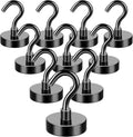 MIKEDE Magnetic Hooks, 50Lbs Strong Neodymium Black Magnet Hook for Hanging, Heavy Duty Magnetic Hooks Classroom Must Have, Magnet with Hooks for Home, Kitchen, Workplace, School - Pack of 10
