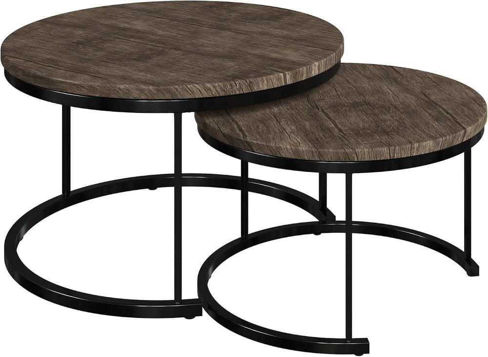 Round Coffee Table Set - 2-Piece Nesting Tables to Use Together or Separately...