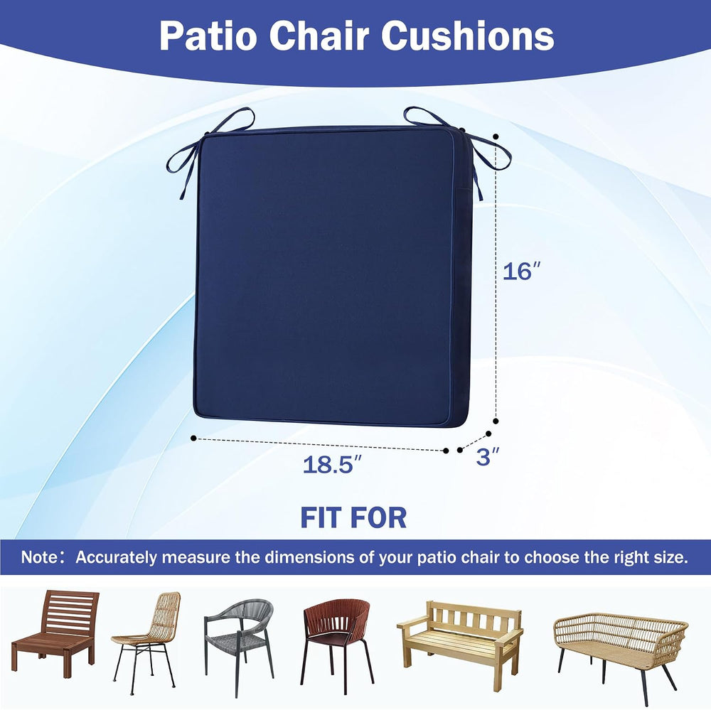 IASEAHK Patio Chair Cushions, 18.5" x 16" x 3" Outdoor Chair C...