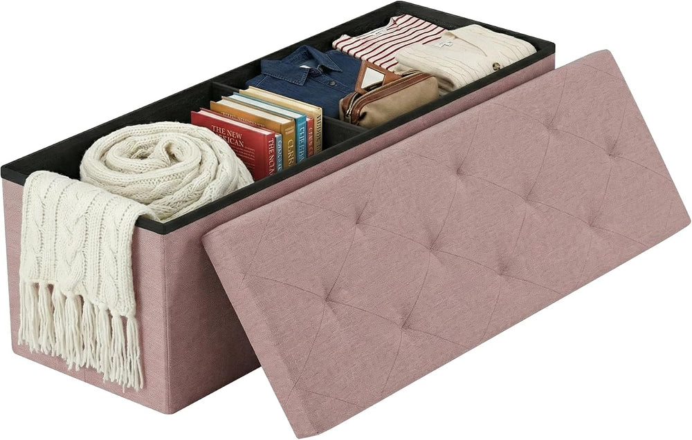 Foldable Storage Ottoman Bench, Storage Chest, End of Bed Foot Rest Stool wit...