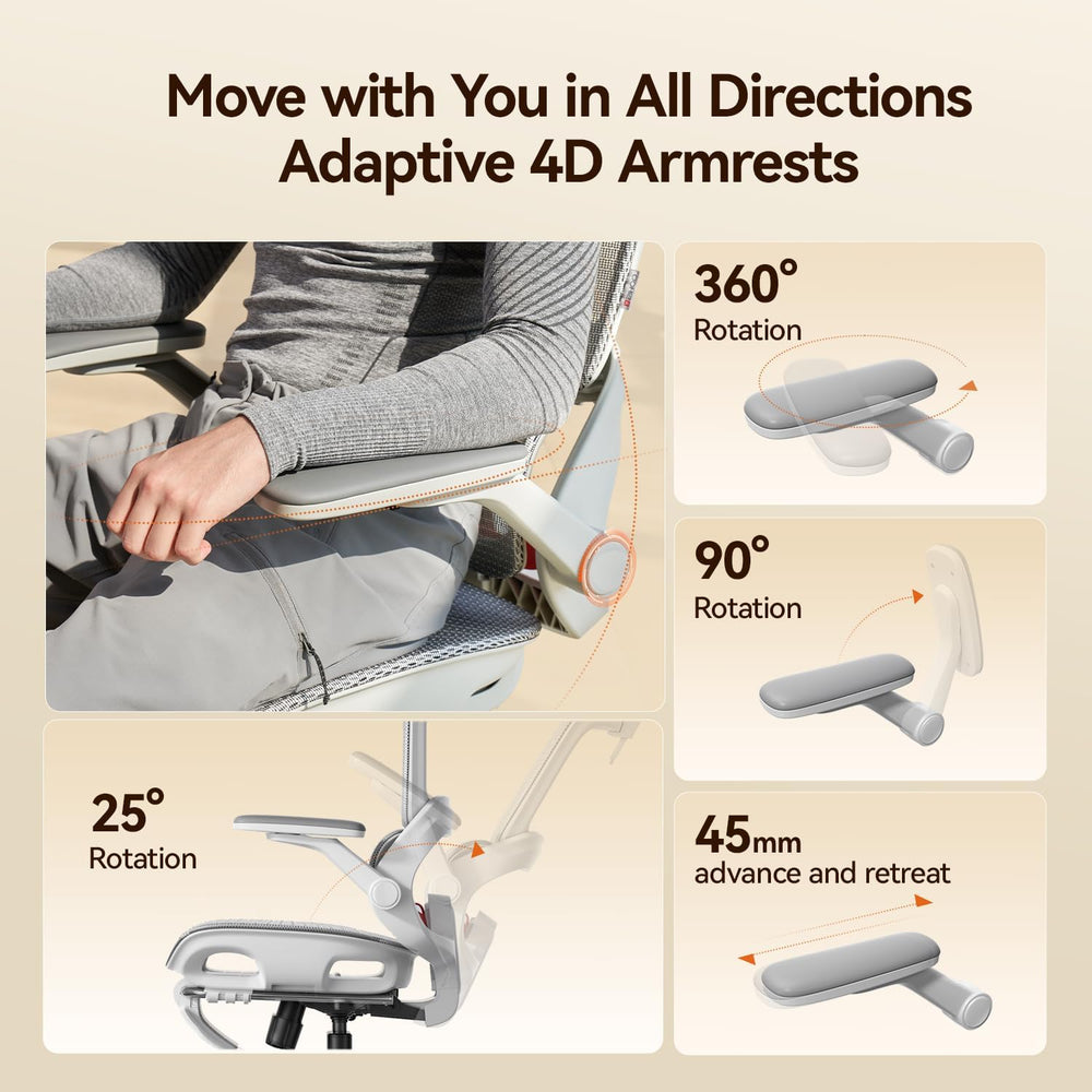 SIHOO B100 PRO Ergonomic Office Chair with Footrest, 4D Flip-Up Armrests