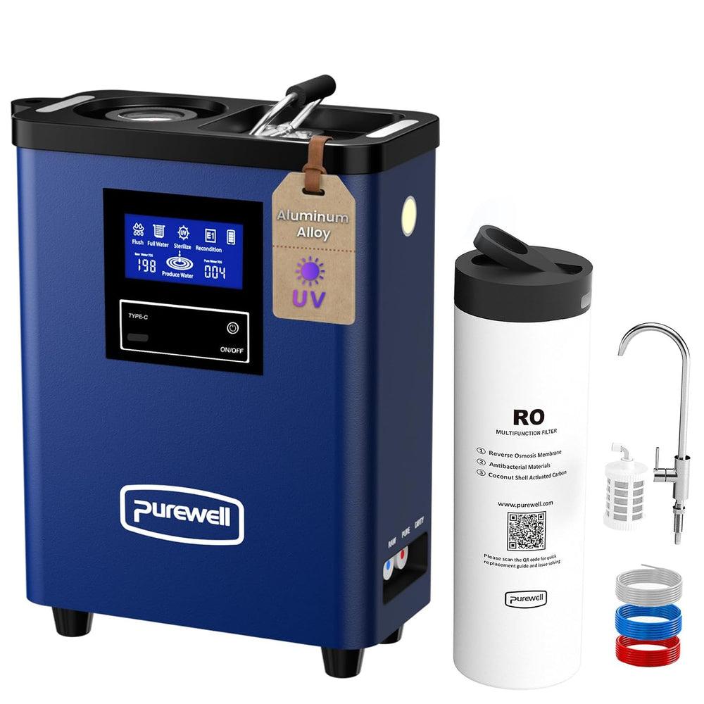 Purewell Portable Electric RO Water Filter System with UV Light,Remove PFAS