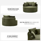 ivoros Oversized Round Lounge Chair Indoor, Corduroy Upholstered Deep Seat Cloud Circle Sofa Chair, Fluffy Boneless Sleeper Chair for Reading & Lounging, No Assembly Required (Green)