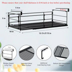 Expandable Under Cabinet Shelf, Extendable Under Shelf Storage with Removable Wire-Like Back for Pantry Cabinet, Laundry Room, Shoe Rack. (Black, 2 Pack, Interior: 5" H x 10" D)