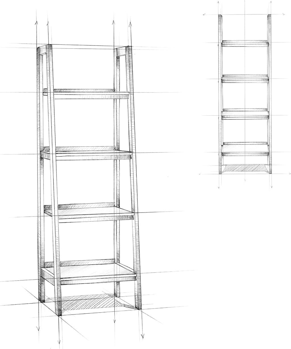 SIMPLIHOME Sawhorse SOLID WOOD 24 Inch Modern Industrial Ladder Shelf in Distressed Grey, For the Living Room, Study Room and Office