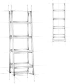 SIMPLIHOME Sawhorse SOLID WOOD 24 Inch Modern Industrial Ladder Shelf in Distressed Grey, For the Living Room, Study Room and Office