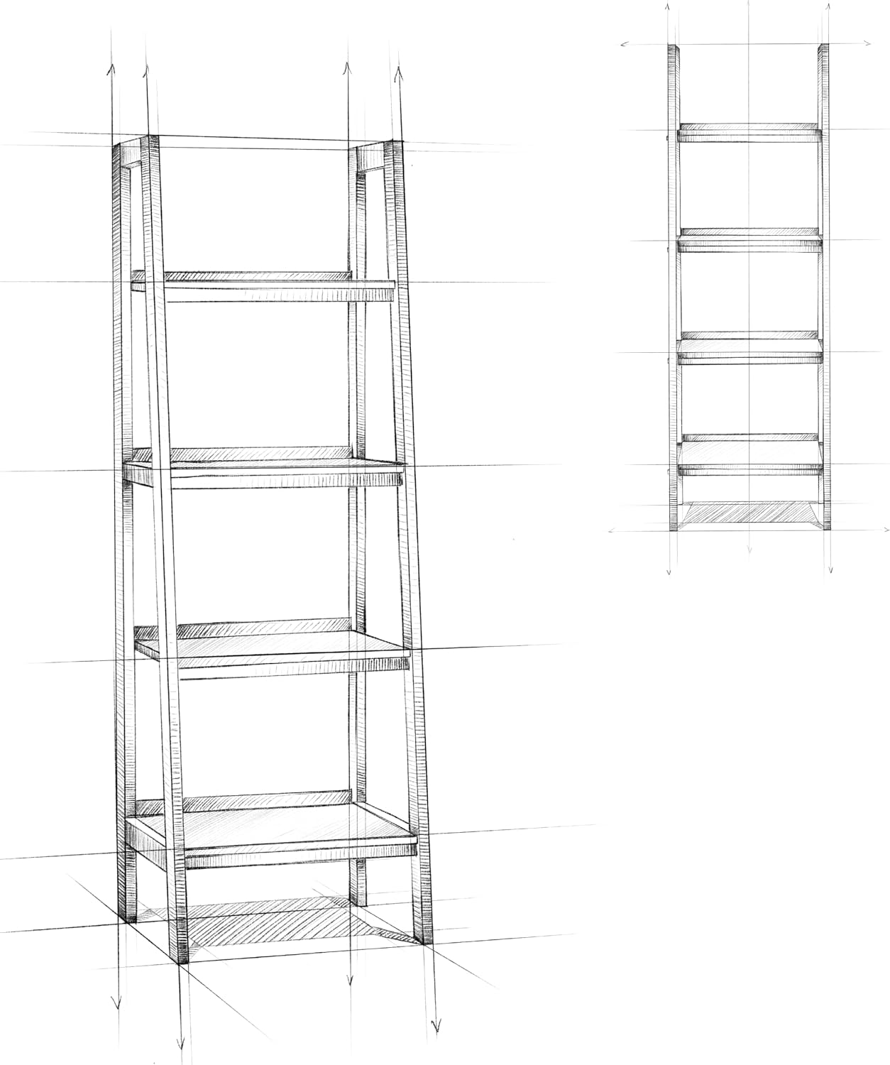 SIMPLIHOME Sawhorse SOLID WOOD 24 Inch Modern Industrial Ladder Shelf in Distressed Grey, For the Living Room, Study Room and Office