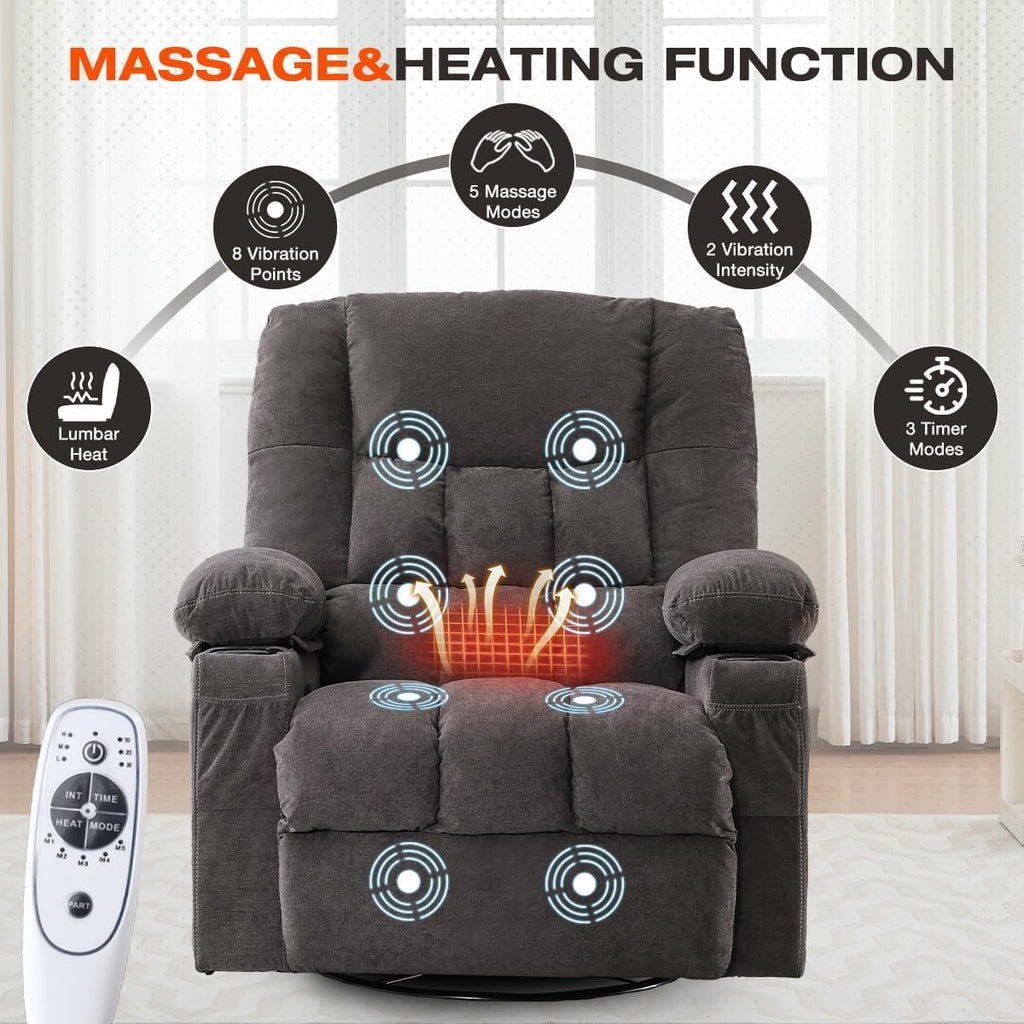MAHOMICO Manual Recliner Chair with 2 Cup Holders,4 Pockets,Reclining Sofa for Living Room,Bedroom,22.4" W