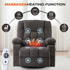 MAHOMICO Manual Recliner Chair with 2 Cup Holders,4 Pockets,Reclining Sofa for Living Room,Bedroom,22.4" W