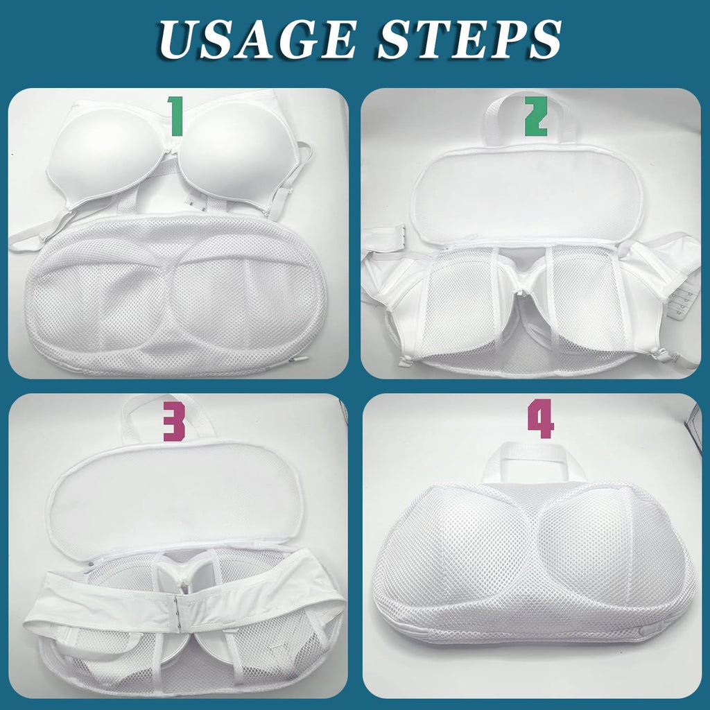 2 Pack Large Bra Laundry Bags for Washing Machine, Lingerie Bag for Washing Delicates Underwear Brassiere, Bra Washer Protector for Laundry (White 2 pack)