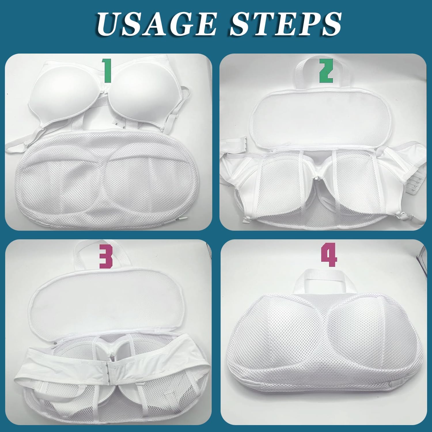 2 Pack Large Bra Laundry Bags for Washing Machine, Lingerie Bag for Washing Delicates Underwear Brassiere, Bra Washer Protector for Laundry (White 2 pack)