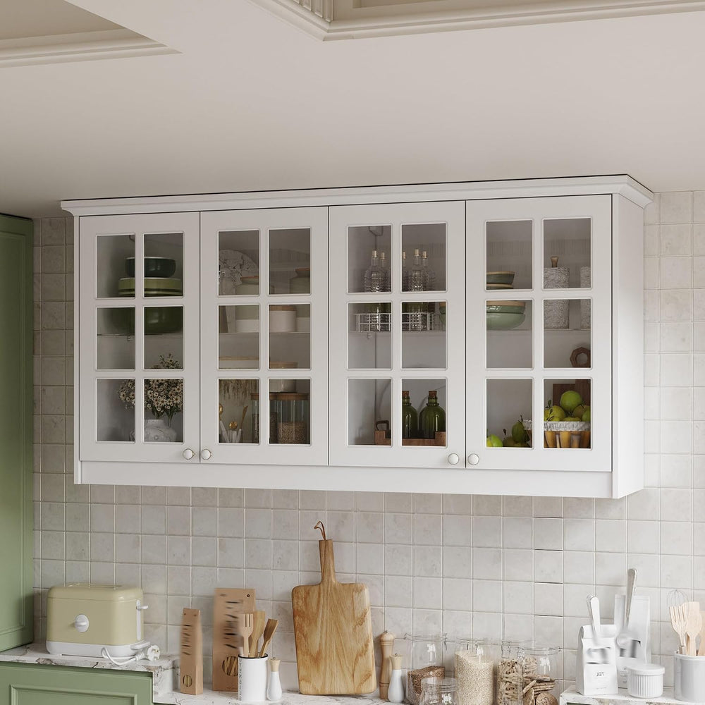 Timechee Large Cupboard, Modern Kitchen Food Pantry Storage Cabinet, White Ha...