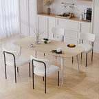 HOMMPA Dining Chairs Set of 4 Boucle Upholstered Kitchen Chairs with Curved Backrest Modern Dinner Chair with Metal Legs for Dining Room Living Room Vanity White
