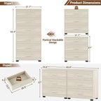 Aheaplus Closet Drawers Set of 2, Wood Closet Organizers and Storage with 3 Drawers, Closet Drawers Organizer System, Nightstands Bedside End Table with 3 Drawers Storage for Bedroom, White Oak