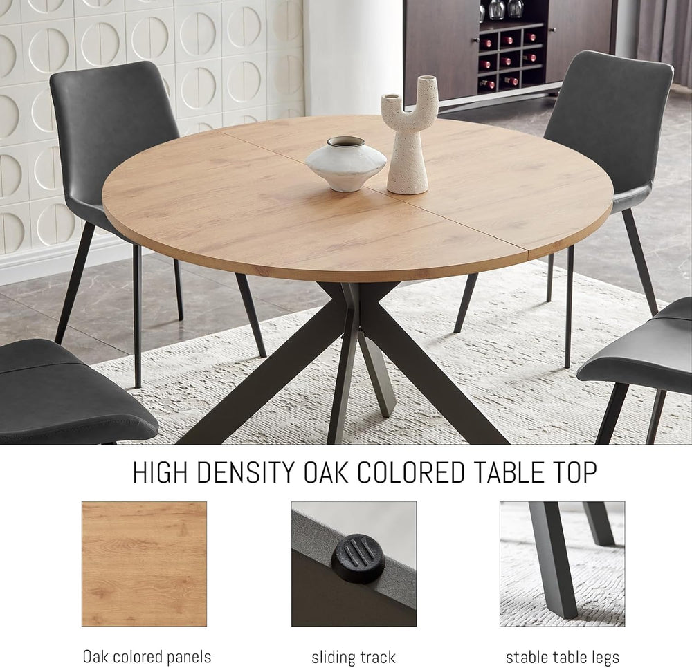 Zerifevni 46.4" Round Dining Table Set, Mid Century Modern Round Dining ...