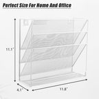 EASEPRES Desk File Organizer Mesh 4-Tier, Hanging Wall Mount Document Organization Stand, Desktop Vertical Mail Paper Folder Holder Rack with Bottom Tray for Office Home Cubicle Countertop, White