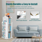Rotating Bookshelf, 3-Tier Rotating Children's Bookshelf, 360° Revolving Display Floor Standing Bookshelves, Book Shelf Organizer for Kids Room White,16.14" x 16.14" x 37.4"