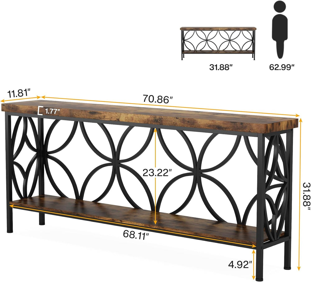 Tribesigns 70.9-Inch Narrow Sofa Table, Industrial Long Sofa Table Behind Cou...