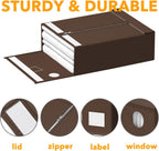 SpaceAid 12 Pack Bed Sheet Organizers and Storage, Foldable Sheet Organizer for Linen Closet, Sheets Set Folder Keeper with Window XL (Queen & King Size) Bedding Container (Brown, 12 Pack)