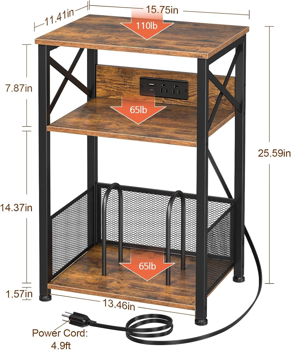 AMHANCIBLE Record Player Stand with Charging Station, Turntable Stand with St...