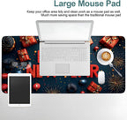 Happy New Year Gaming Mouse Pad 35.4"x15.7"Desk Mat Anti-Slip Rubber Base & Durable Stitched Edges for Gamers Smooth Mouse Writing Surface for Desk Office/Home
