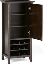 SIMPLIHOME Amherst 12-Bottle SOLID WOOD 24 Inch Wide Transitional High Storage Wine Rack Cabinet in Hickory Brown, For the Living Room, Dining Room and Kitchen