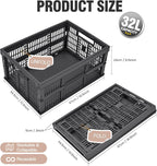 2-Pack Pastel Plastic Storage Baskets, Collapsible Crates for Organizing, Space-Saving Bins for Classroom, Kitchen, Office, Bedroom (Dark Grey, 19" x 13" x 9")