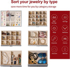 BOOVO Jewelry Box For women, 6 Layer Large Jewelry Organizer With Mirror, Multi-Function Storage Box With Lock, Accessory Holder With 5 Drawers, For Earrings Necklace Ring Bracelet (Gray)