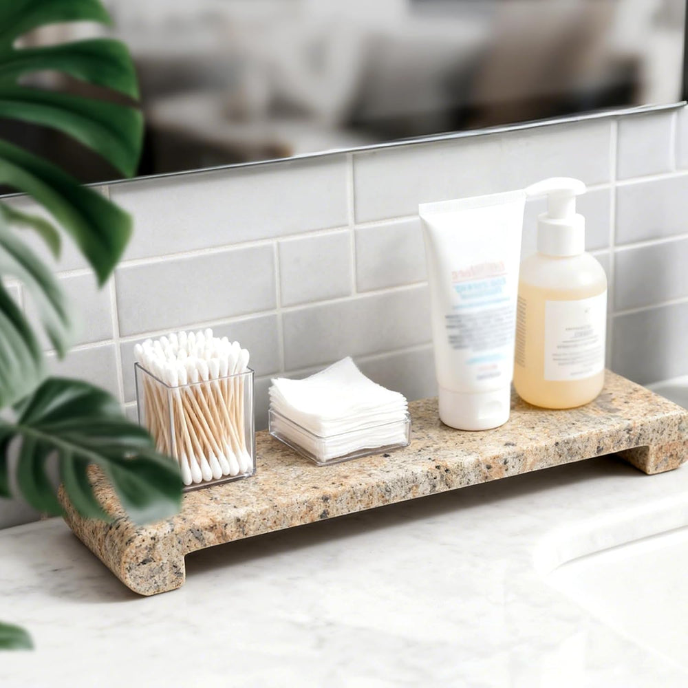 Natural Marble Tray Marble Pedestal Stand for Kitchen Counter, Bathroom, Home...