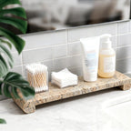 Natural Marble Tray Marble Pedestal Stand for Kitchen Counter, Bathroom, Home Decor, Small Plant Tray 4.02" x 15.98" Soap Dish Holder for Jewelry, Vanity, Counter Luxury Decorative Tray (Kashmir Gold)