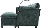 Ball & Cast Modular Sectional Sofa,Comfy Cloud Couch with Movable Storage Ottoman,L Shaped Sectional Sofa W/USB Charging Port,Phone Holder and Side Pocket,Chenille Fabric,for Living Room,Emerald,109"