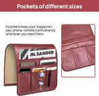 Teniux Remote Control Holder Faux Leather Armrest Organizer with 6 Pockets for Recliner Couch Sofa, Armchair Caddy for Smart Phone, Book, Magazines, Ipad, Remotes (Rose Wine)