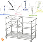 Urbanstrive 304 Stainless Steel Bathroom Toothbrush Holder Toothpaste Holder Stand Bathroom Accessories Organizer (Silver, Small)