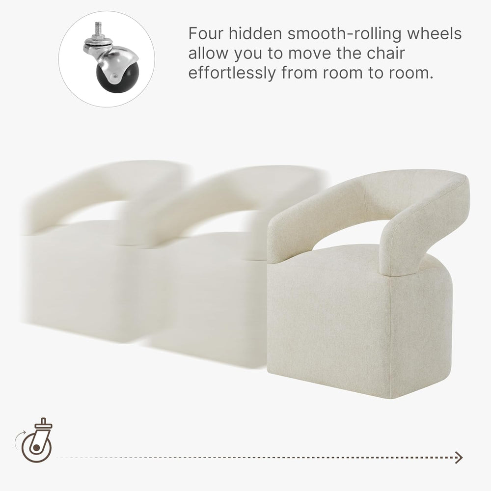 KISLOT Upholstered Dining Chairs with Casters Easy Assembly Require Modern Ba...