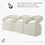 Upholstered Dining Chairs with Casters, Modern Barrel Side Armchair with Rollers for Dining Room, Bedroom, Kitchen, Reading Room, Cream Beige, Set of 4