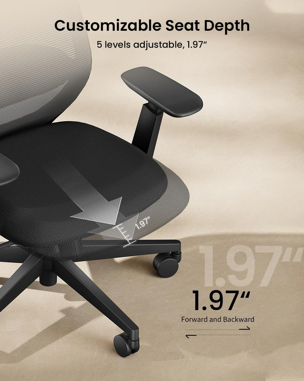 ProtoArc EC200 Ergonomic Office Chair with Adjustable Seat Depth | Lumbar Sup...