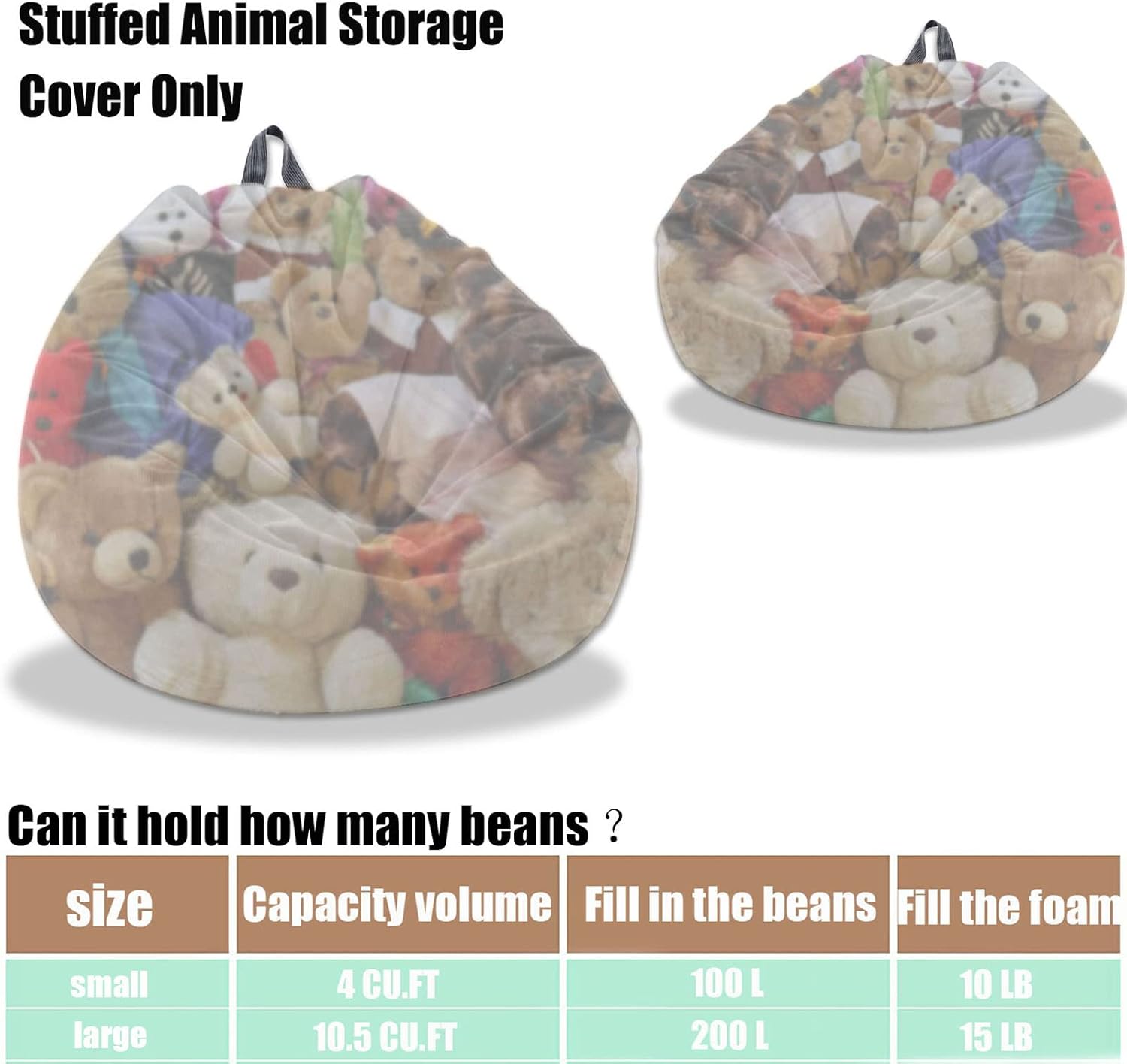 Stuffed Animal Storage Bean Bag Chair Cover (No Filler) Washable Ultra Soft Corduroy Bean Bag Cover for Organizing Plush Toys or Textile, Sack Bean Bag for Adults, Teens