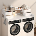 4 Drawers Washer Dryer Countertop with Shelf, 27.5" D x 54" W Laundry Topper with 3.54" High Guardrails and Non-Slip Pads,Extra Storage Organizer for Over Washer and Dryer, Holds 66 Lbs,White